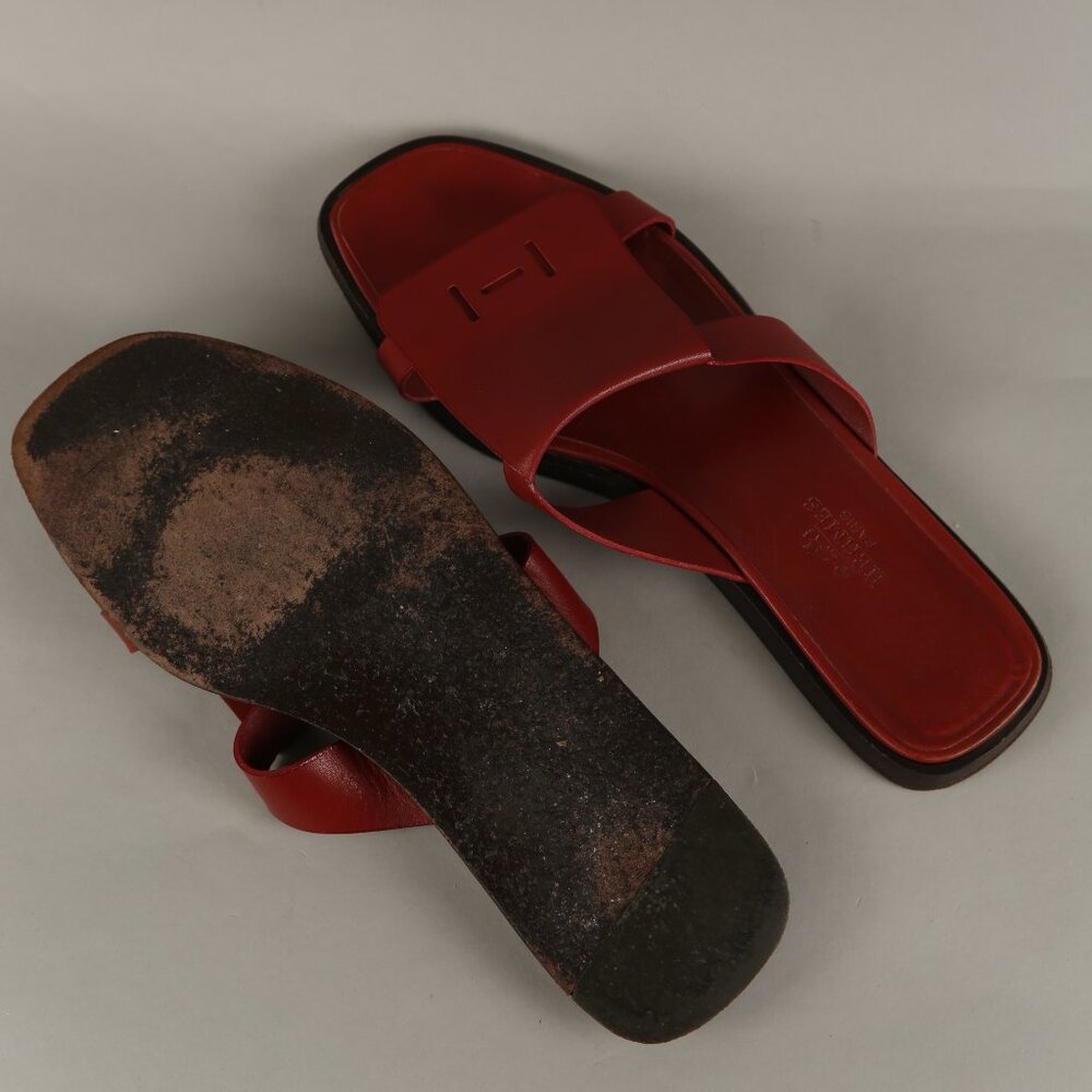 Rare Hermes Leather Slide Flat Sandals - Picture 6 of 6